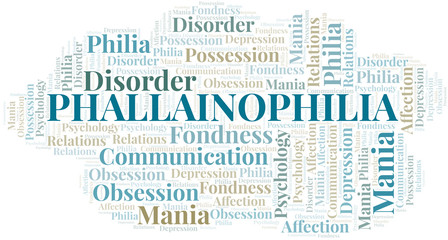 Fototapeta premium Phallainophilia word cloud. Type of Philia.