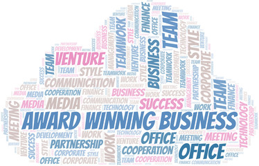 Obraz premium Award Winning Business word cloud. Collage made with text only.