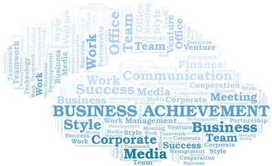 Business Achievement word cloud. Collage made with text only.