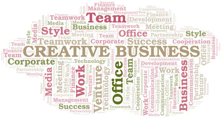 Creative Business word cloud. Collage made with text only.