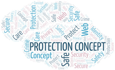 Protection Concept word cloud. Wordcloud made with text only.