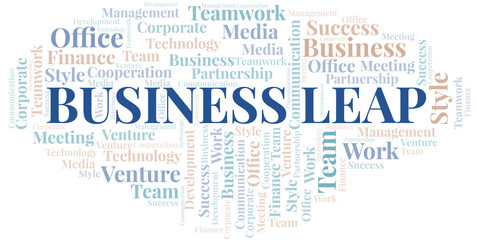 Fototapeta premium Business Leap word cloud. Collage made with text only.