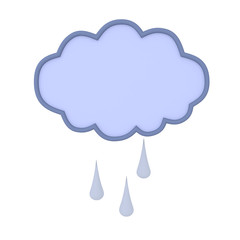 3D Rendering of cartoon rain cloud with water droplets