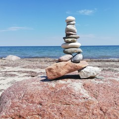 stack of stones on the beach