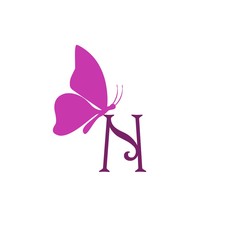 Letter N logo, Butterfly, beauty and fashion logo icon