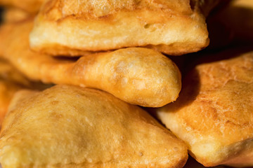 Close up traditional Caucasian buns lakuma on plate