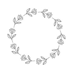Hand drawn floral wreath.