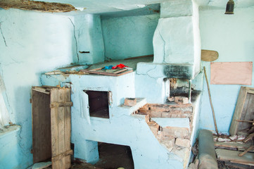 inside an old collapsed earthen house. Ruins and Mess