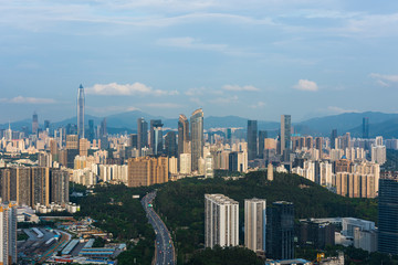 Naklejka na ściany i meble Shenzhen Futian District City Buildings Skyline Scenery