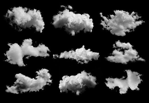 set of Clouds on black background