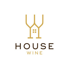 Wine and house logo design concept. Universal wine logo.