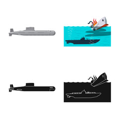 Vector illustration of war and ship sign. Set of war and fleet stock symbol for web.