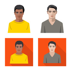 Vector illustration of hairstyle and profession logo. Collection of hairstyle and character vector icon for stock.