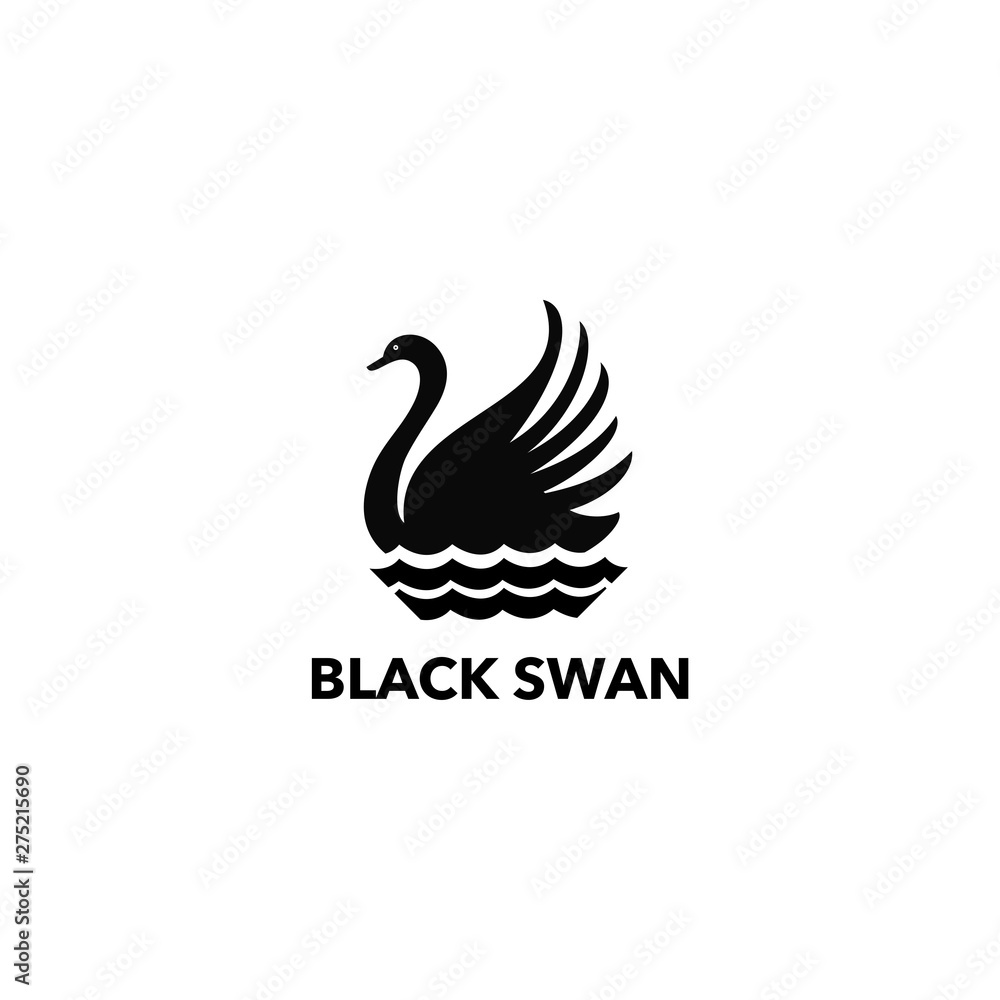 Poster black swan logo design vector