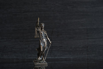 Lawyers office concept on rustic wooden table.