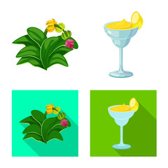 Vector illustration of natural and vegetarian sign. Set of natural and eating stock vector illustration.