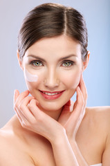 Beauty close up face portrait of smiling girl