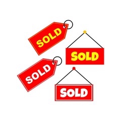 sold out icon for your web site design, logo, app, UI. hanging sale symbol. sold sign..vector design