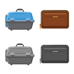Isolated object of suitcase and baggage symbol. Collection of suitcase and journey stock vector illustration.