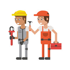 Construction workers with tools cartoons