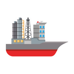 Oil refinery ship with pumps symbol isolated
