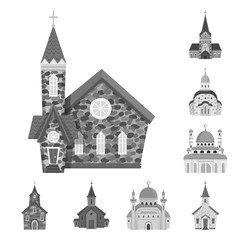 Isolated object of architecture and faith logo. Collection of architecture and traditional stock symbol for web.