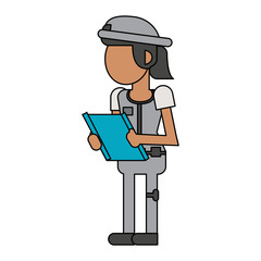 Construction worker smiling cartoon isolated faceless