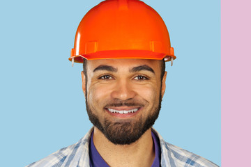 handsome happy workman