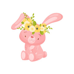 Cute cartoon hare. Vector illustration on white background.