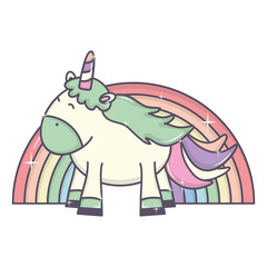 cute adorable unicorn and rainbow