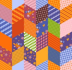 Fototapeta premium Colorful seamless patchwork pattern. Quilting design. Bright print for fabric and textile.