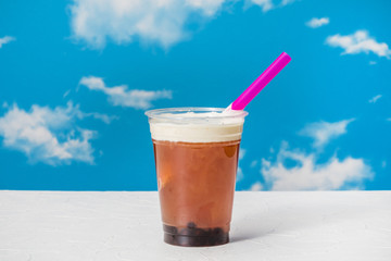 タピオカアイスティー　タピオカドリンク　Asian style Tapioca bubble tea