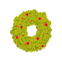 Bush in the form of a circle with a hole in the center. Vector illustration on white background.