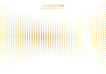 Abstract curve gold dots pattern halftone on white background luxury style elements.