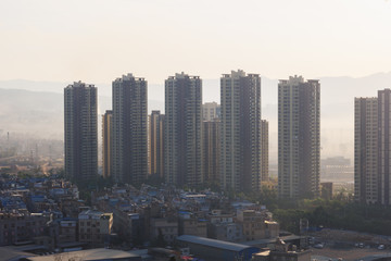 Polluted Chinese ghost town in the morning