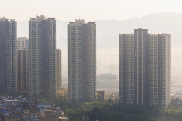 Polluted Chinese ghost town in the morning