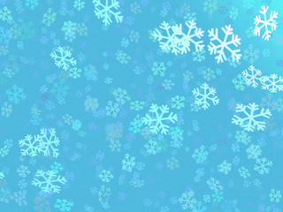 Floating snowflake over the blue background with light from the top right