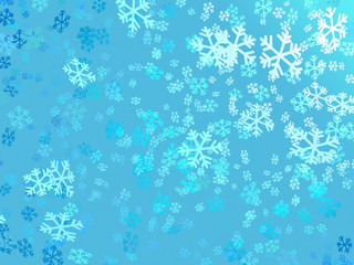Floating snowflake over the blue background with light from the top right