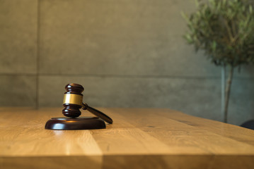 Lawyers office concept on rustic wooden table.