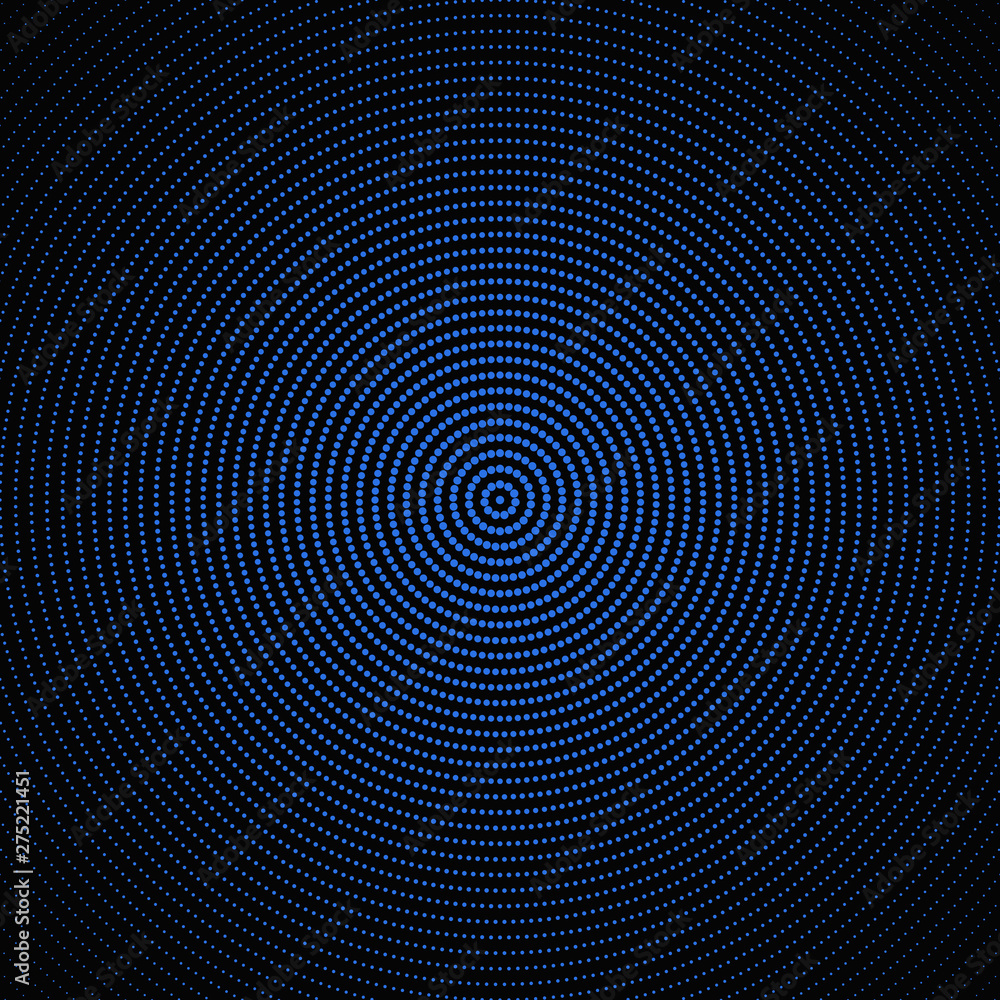 Poster halftone geometric round circle pattern background - abstract vector graphic from dots
