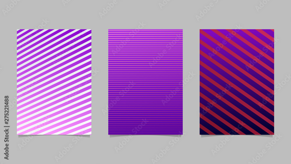 Poster gradient stripe pattern page template design set - vector brochure background graphics from stripes