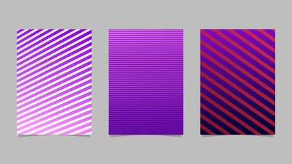 Gradient stripe pattern page template design set - vector brochure background graphics from stripes