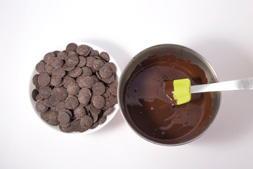 Preparing dough for handmade raw chocolate