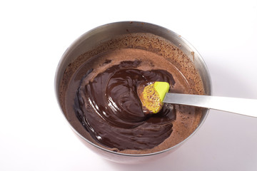 Preparing dough for handmade raw chocolate