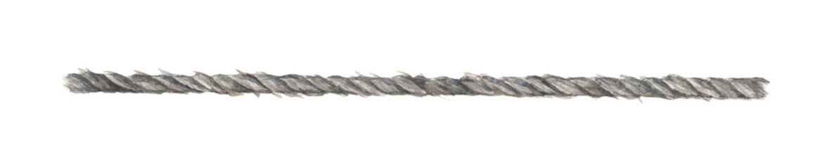 Watercolor painting of Gray rope string isolated on white background.