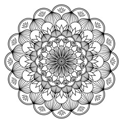 Vintage mandala design on white bakcgorund.
