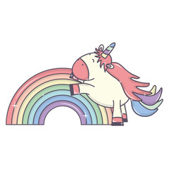 cute adorable unicorn and rainbow
