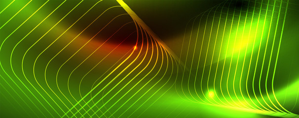 Neon glowing techno lines, hi-tech futuristic abstract background template, vector