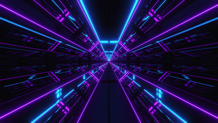 futuristic multi color scifi tunnel 3d render