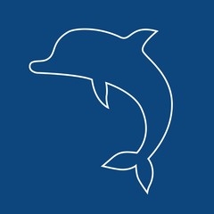 Obraz premium Dolphin line icon, outline vector sign, linear pictogram isolated on blue. Symbol, logo illustration